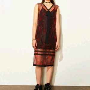 COACH SLEEVELESS ORGANZA DRESS IN : RED MULTI SIZE 8, $695.